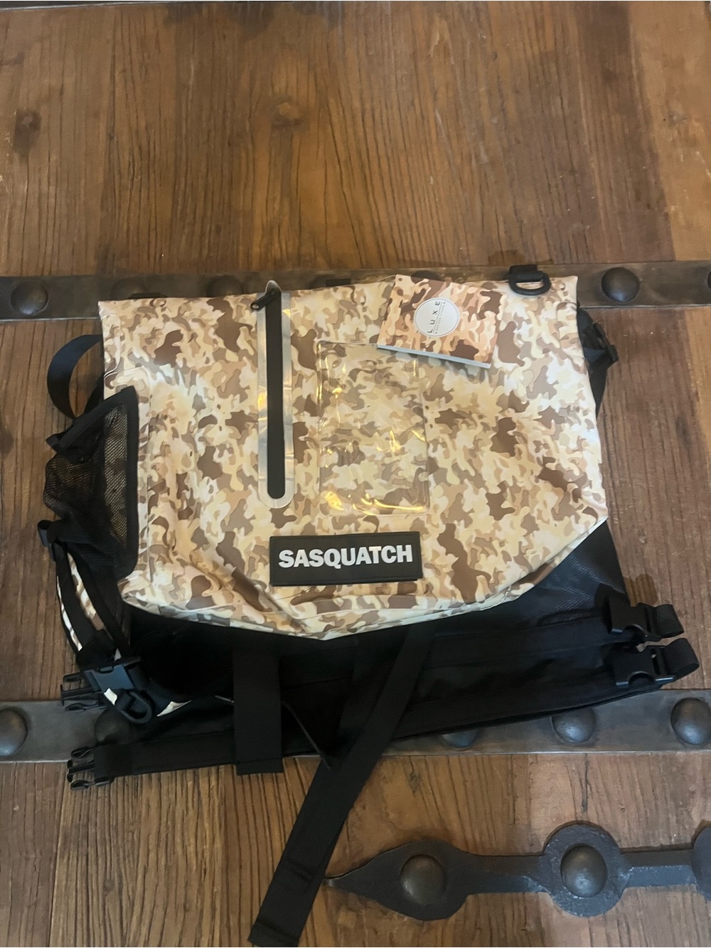 LUXE Sasquatch brand beach camo waterproof dry bag backpack